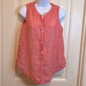 Christian Siriano New York 100% Linen Sleeveless Blouse